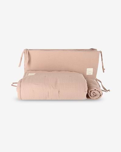 סט מצעים למיטת תינוק 3 חלקים 100% כותנה ליין MUSLIN - חום