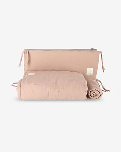 סט מצעים למיטת תינוק 3 חלקים 100% כותנה ליין MUSLIN - חום מיננה 