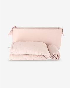 סט מצעים למיטת תינוק 3 חלקים 100% כותנה ליין MUSLIN - ורוד עתיק מיננה 