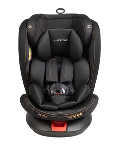 כיסא בטיחות מסתובב 360º משולב בוסטר PROTEC וכולל הגנת צד משופרת SIPS - שחור ספורט ליין