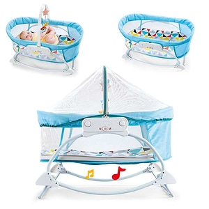 עריסה מוזיקלית עם רטט כולל כילה נגד יתושים Sleep Peacfully Bassinet