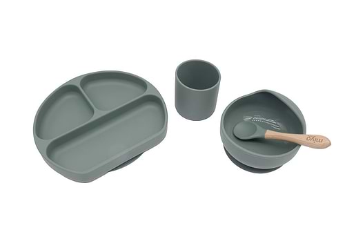 סט כלי אוכל 4 חל' מסיליקון ירוק אייבי