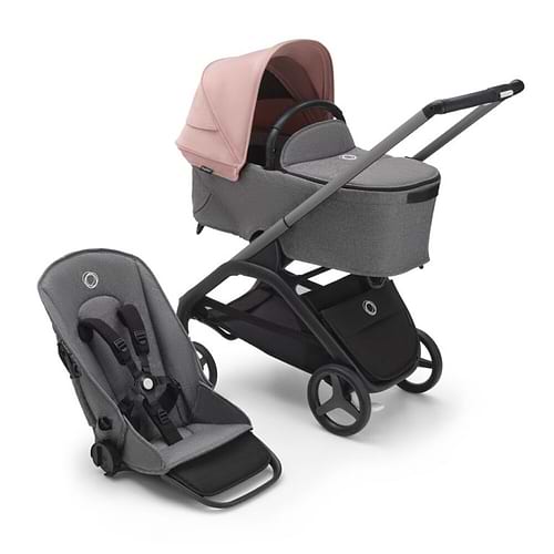 עגלת בוגבו דרגונפליי Bugaboo צבע: ‏‏‏‏מרכב גרפיט, עריסה וטיולון אפור מלאנג', גגון ורוד בוקר