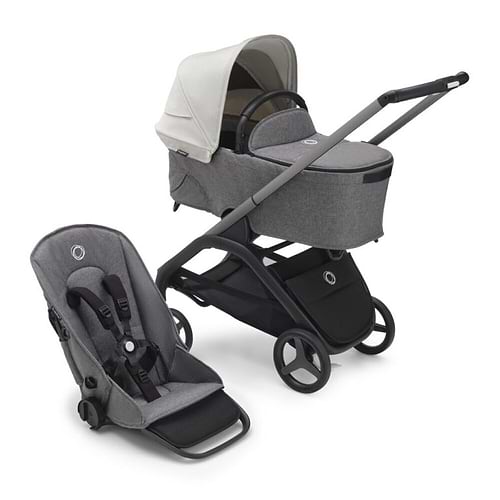 עגלת בוגבו דרגונפליי Bugaboo צבע: ‏‏‏‏‏‏‏‏מרכב גרפיט, עריסה וטיולון אפור מלאנג', גגון לבן מיסטי