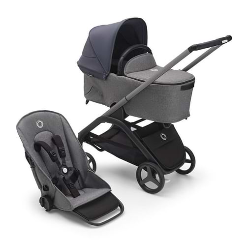 עגלת בוגבו דרגונפליי Bugaboo צבע: ‏‏‏‏‏‏‏‏‏‏‏‏מרכב גרפיט, עריסה וטיולון אפור מלאנג', גגון כחול סטורמי