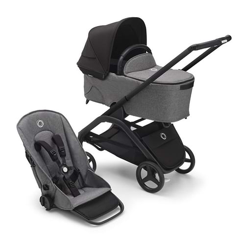 עגלת בוגבו דרגונפליי Bugaboo צבע:‏‏ ‏‏ ‏‏מרכב‏ שחור, ‏‏עריסה וטיולון אפור מלאנג', גגון שחור מידנייט