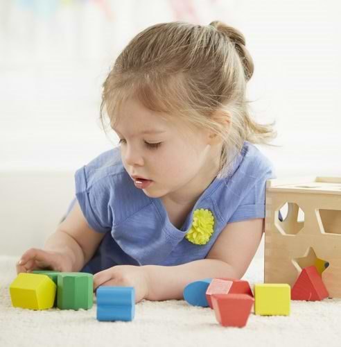 קובייה מעץ איכותי למיון צורות מבית מליסה ודאג Melissa and Doug