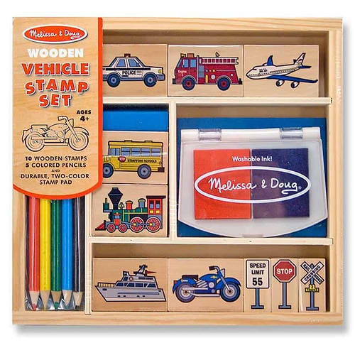 ערכת חותמות עץ כלי תחבורה מבית מליסה ודאג Melissa and Doug