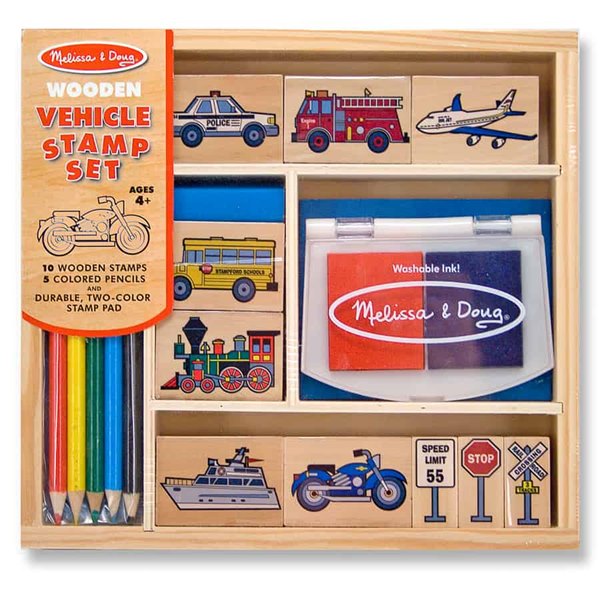 ערכת חותמות עץ כלי תחבורה מבית מליסה ודאג Melissa and Doug מליסה אנד דאג