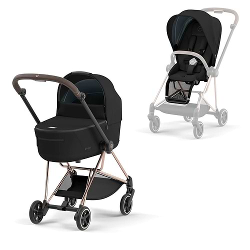 עגלת תינוק Mios 3 רוזגולד סייבקס צבע Sepia Black