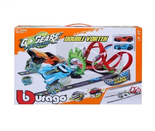BURAGO  מסלול מרוץ מכוניות אקסטרים 
360- כפול + 2 מכוניות.
