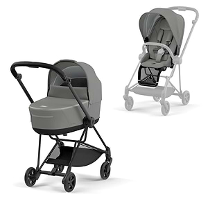 עגלת סייבקס מיוס 3 Mios שלד שחור ידית שחורה עם ריפוד אפור מלאנג'