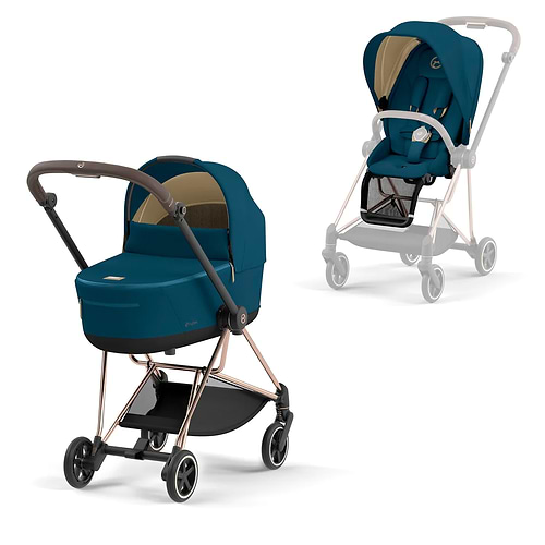 עגלת סייבקס מיוס 3 Mios שלד רוזגולד עם ריפוד במגוון צבעים