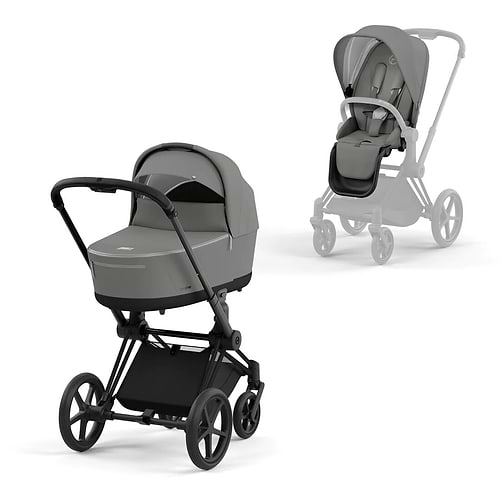עגלת סייבקס פריאם 4 Priam שלד שחור ידית שחורה עם ריפוד במגוון צבעים