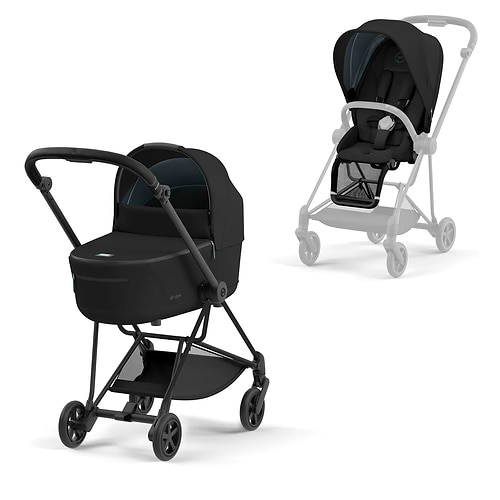עגלת סייבקס מיוס 3 Mios שלד שחור ידית שחורה עם ריפוד שחור