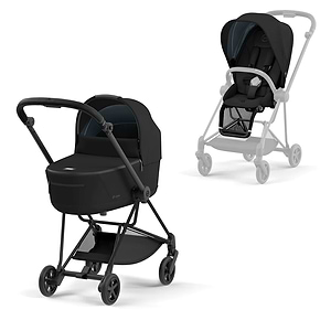 עגלת סייבקס מיוס 3 Mios שלד שחור ידית שחורה עם ריפוד שחור