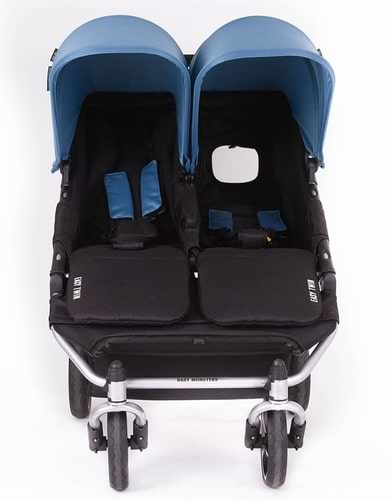 עגלת תאומים צרה בייבי מונסטרס Easy Twin 3.0S עם מדרך רגלים מכוונן - מילקשייק Baby Monsters