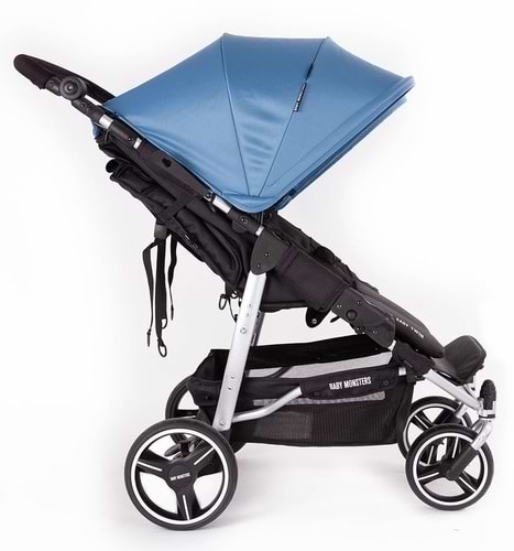 עגלת תאומים צרה בייבי מונסטרס Easy Twin 3.0S עם מדרך רגלים מכוונן - מילקשייק Baby Monsters