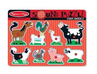 פאזל צלילים מעץ חיות החווה מבית מליסה ודאג Melissa and Doug