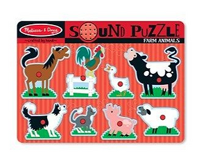 פאזל צלילים מעץ חיות החווה מבית מליסה ודאג Melissa and Doug