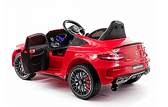 מרצדס ספורט אדומה לילדים דגם C63 AMG עם מצבר 12V נשלף