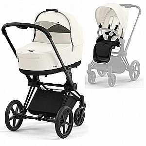 עגלת תינוק פריאם Priam 4 off white- Cybex- Mirage Grey- לבן