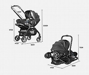 חדש! סלקל על גלגלים 5 ב 1 טיולון וכיסא בטיחות - car seat strolle- שחור/אפור