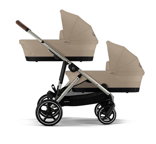 עגלת תינוק לתאומים / אחים Gazelle S2 בז' Almond Beige
