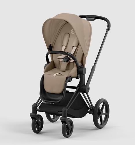 עגלת תינוק Priam 4 Cozy Beige עם שלדה שחור מט