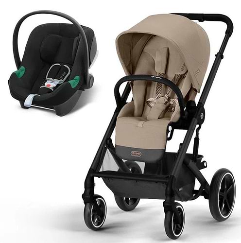 עגלת תינוק משולבת 2 חלקים- טיולון ואמבטיה- Balios S4- בליוס לבן שלד שחור ידית שחור
