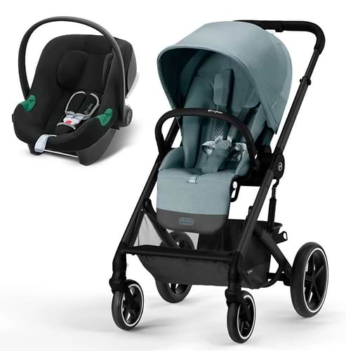עגלת תינוק משולבת 2 חלקים- טיולון ואמבטיה- Balios S4- בליוס לבן שלד שחור ידית שחור