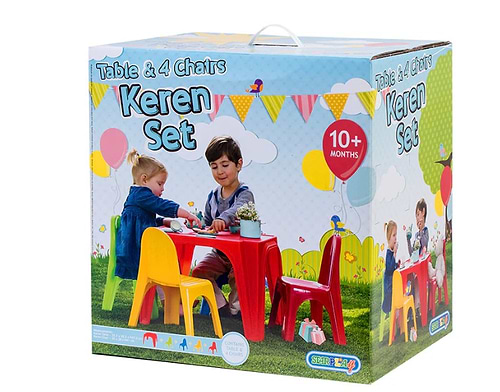 סט 4 כסאות ישיבה+שולחן מיוחד לילדים ופעוטות-starplast