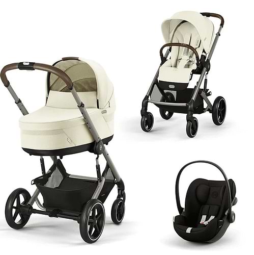 עגלת תינוק משולבת - טיולון ועריסה Balios TS5 בצבע Seashell Beige , -בליוס שמנת