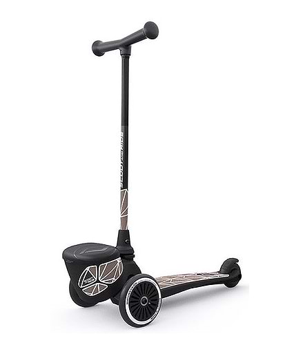 קורקינט לילדים מגיל שנתיים כולל תא אכסון וידית מתנקת דגם Highwaykick 2 Lifestyle-ריבועים ורוד