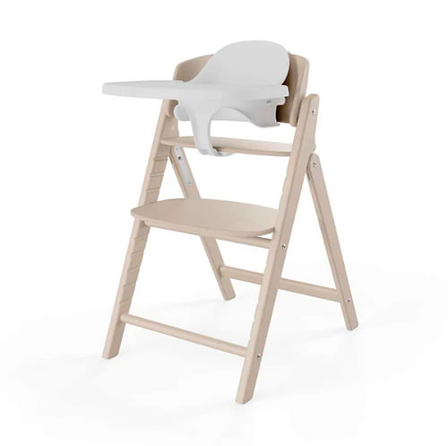 כיסא לתינוק Click & Fold 3-in-1 עם מגש, מושב תינוק ורתמת רצועות בצבע לבן