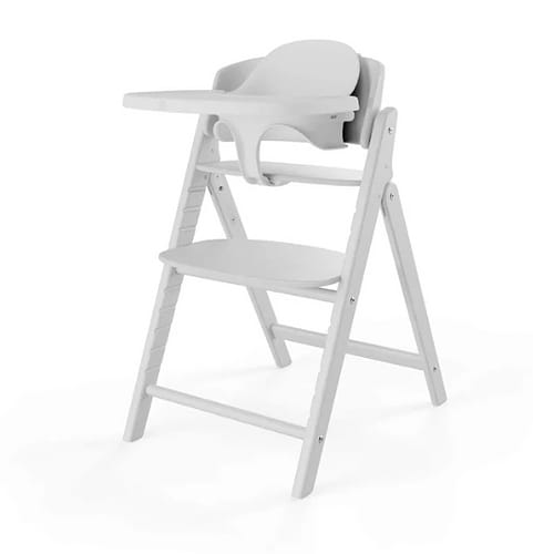 כיסא לתינוק Click & Fold 3-in-1 עם מגש, מושב תינוק ורתמת רצועות בצבע לבן