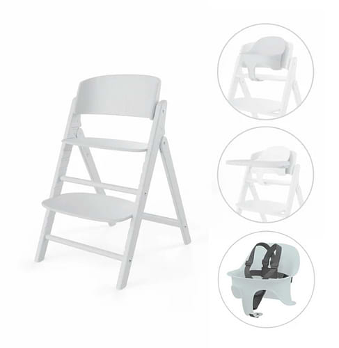 כיסא לתינוק Click & Fold 3-in-1 עם מגש, מושב תינוק ורתמת רצועות בצבע טבעי