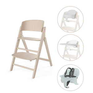 כיסא לתינוק Click & Fold 3-in-1 עם מגש, מושב תינוק ורתמת רצועות בצבע טבעי סייבקס