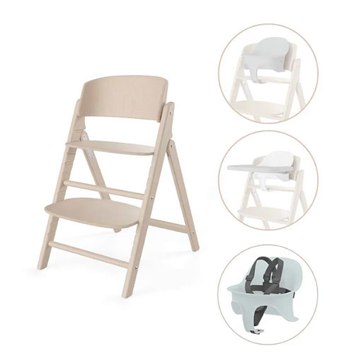 כיסא לתינוק Click & Fold 3-in-1 עם מגש, מושב תינוק ורתמת רצועות בצבע שחור