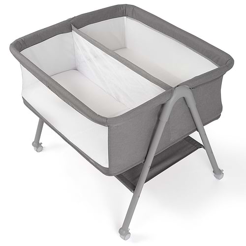 עריסת תאומים דאלאס דאבל שמנת / מסגרת דמוי עץ – Dallas Double Baby Crib Clay