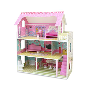 בית בובות מאובזר וילה 3 קומות Dollhouse Mension TX1055E ורוד אינפנטי