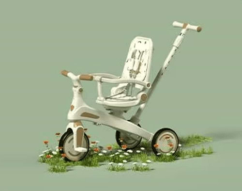 תלת אופן חדשי 4 ב1 דו כיווני - מבית ביסמרט BSMART בצבע לבן ורוד
