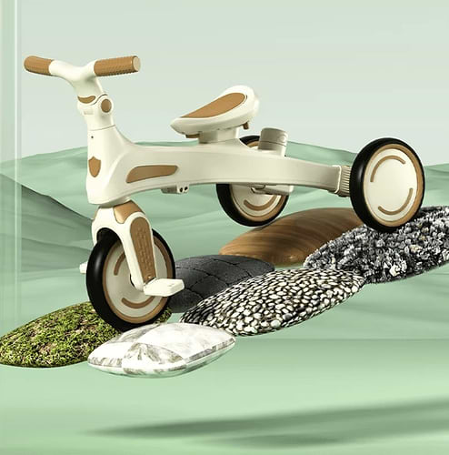 תלת אופן חדשי 4 ב1 דו כיווני - מבית ביסמרט BSMART בצבע לבן ורוד