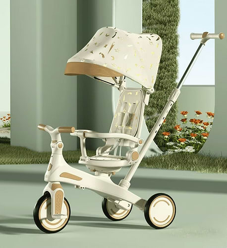 תלת אופן חדשי 4 ב1 דו כיווני - מבית ביסמרט BSMART בצבע לבן זהב