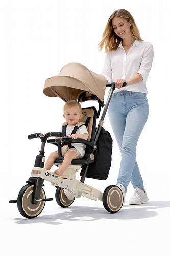 תלת אופן חדשי 5 ב1 דו כיווני מתקפל - מבית ביסמרט BSMART - אפור