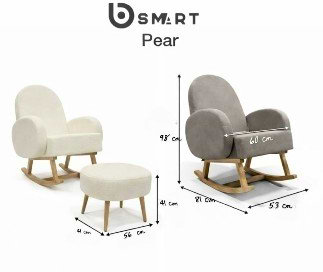 כורסת הנקה בוקלה+הדום דגם פאר- Pear מבית ביסמרט Bsmart-אפור
