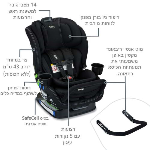 כסא בטיחות POPLAR S ARB מבית BRITAX צבע אפור כהה (ONYX STONE)