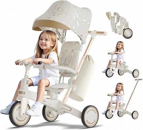 תלת אופן חדשי 5 ב1 דו כיווני מתקפל - מבית ביסמרט BSMART - חום - אזל מהמלאי!