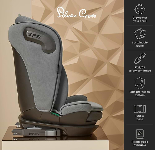 מושב בטיחות בוסטר Silver Cross Discover i-Size – הגנה ונוחות מקסימלית לגילאי 4 עד 12 בצבע אפור
