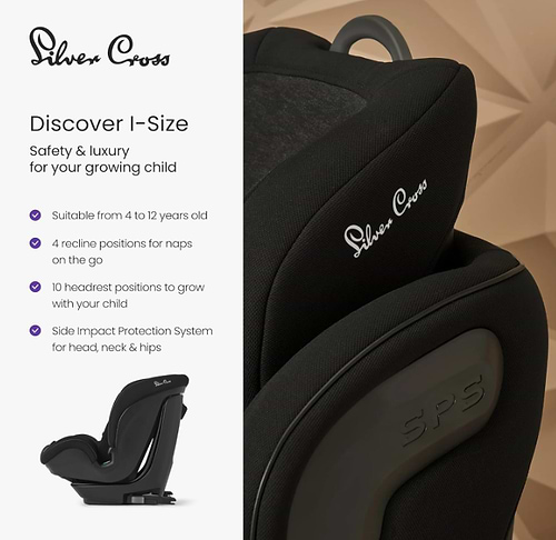 מושב בטיחות בוסטר Silver Cross Discover i-Size – הגנה ונוחות מקסימלית לגילאי 4 עד 12 בצבע שחור